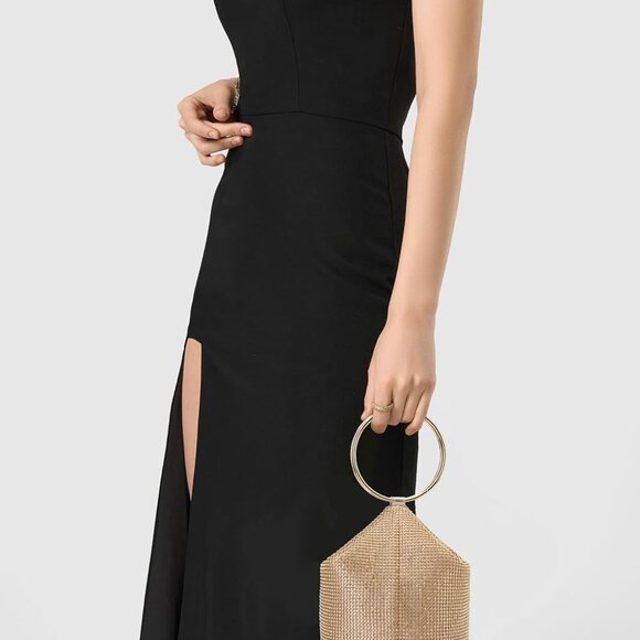 Women's Rhinestone Clutch Purse Satin Sparkly Glitter Evening Bag for Party - Picture 5 of 7